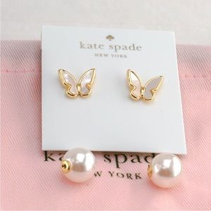 New Kate Spade All A Flutter Butterfly Reversible Stud Earrings